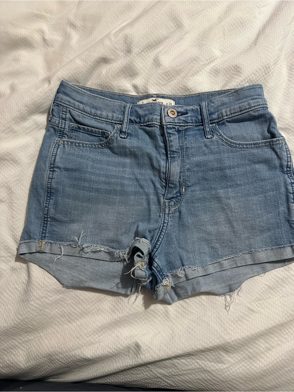 Hollister Light Blue Distressed Denim Cutoff Shorts